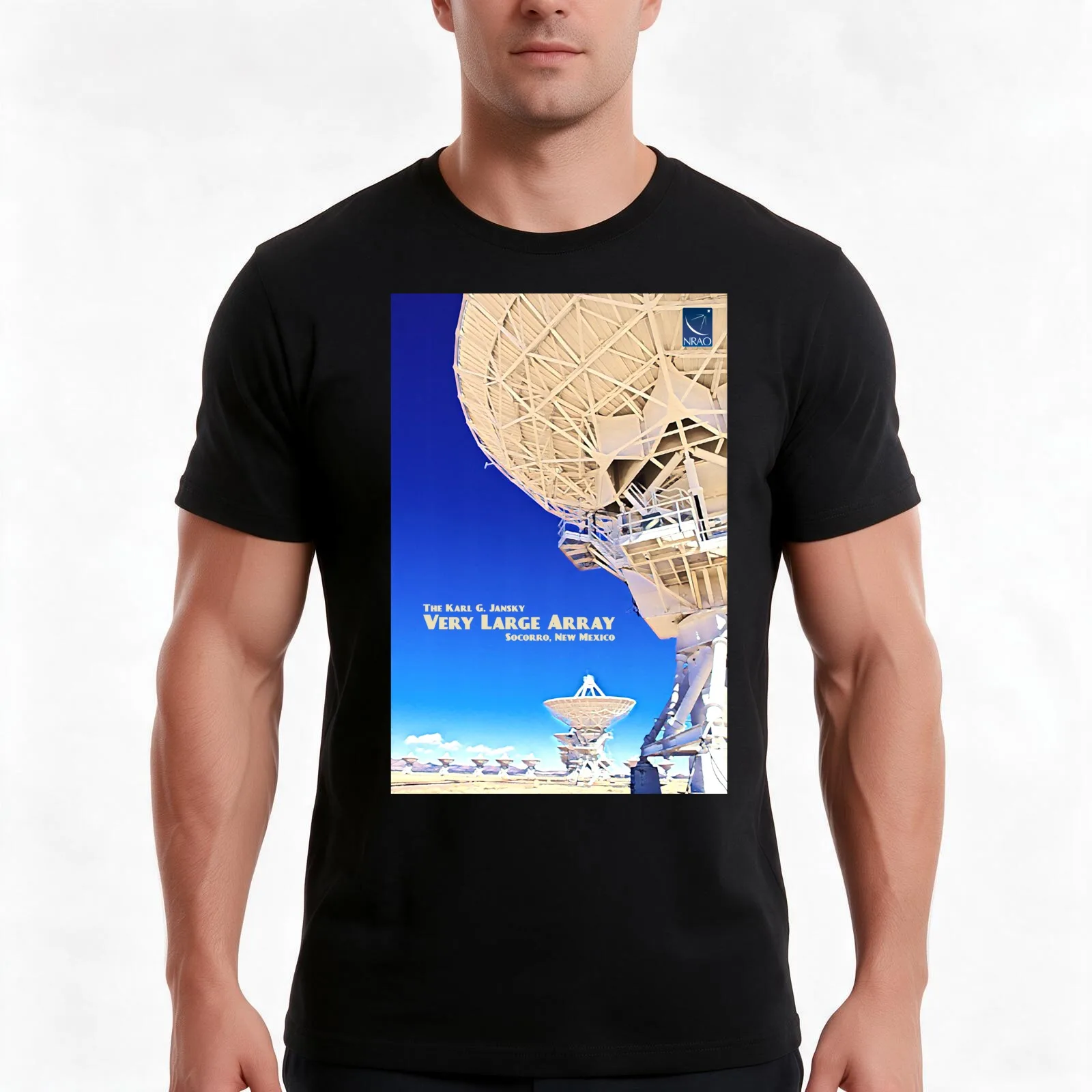 Very Large Array Travel Poster T-Shirt Summer Casual Cotton Tee Oversized Streetwear Tops Vintage Graphic Print 100% Cotton