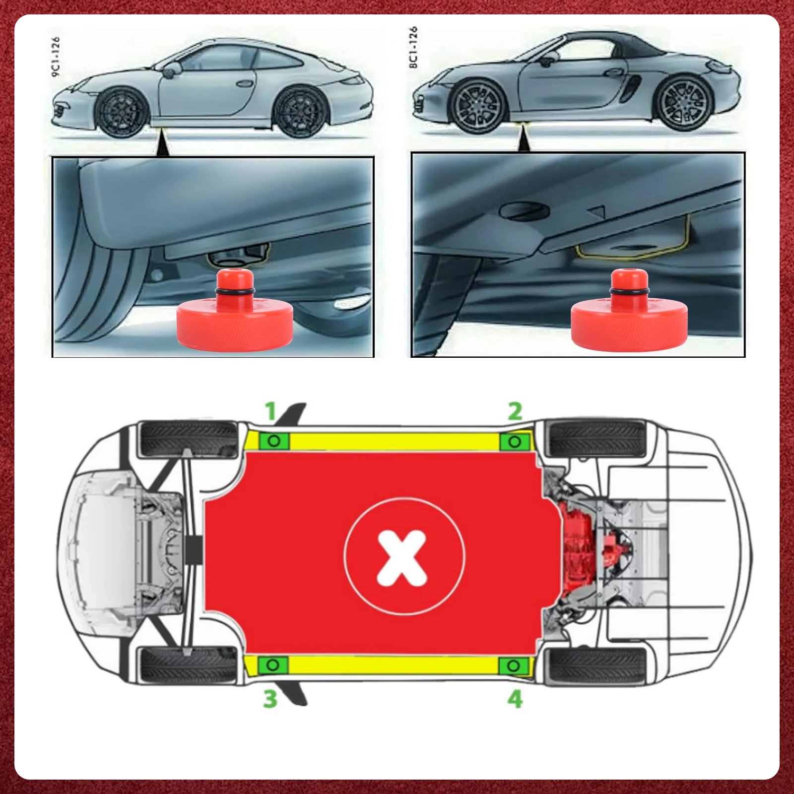 Red Reinforced Jack Pad For Tesla Model 3 Y S X 2017-2024 Polyurethane Rubber Lifting Jacking Adapter Stand Chassis Pinch Weld