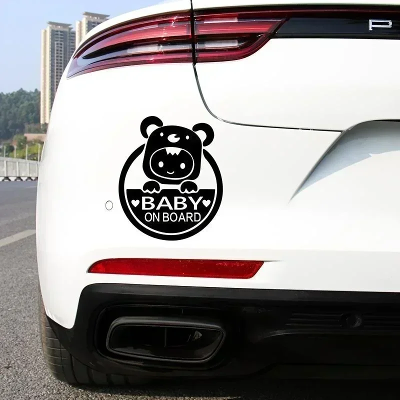 Baby On Board Sign Car Window Bumper Decal Sticker Reflective Car Stickers Cute Cartoon Stickers Car Accessories