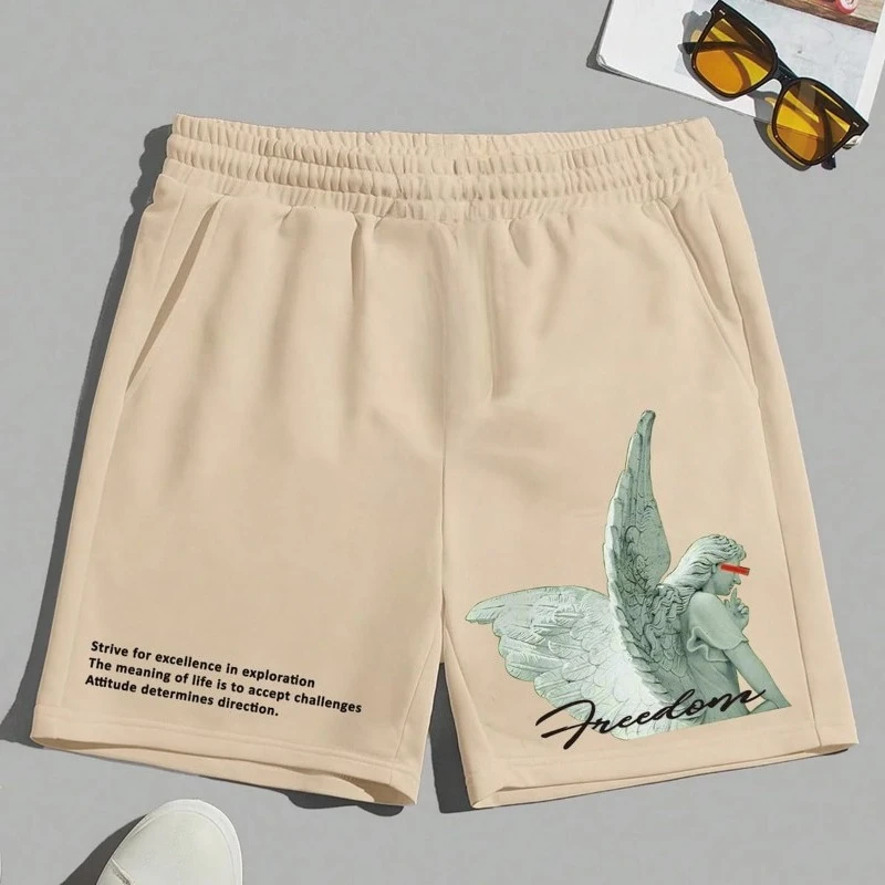 

Летние спортивные шорты мужские и женские быстросохнущие тонкие мужские шорты из ледяного шелка с дизайнерским принтом на шнурке на талии крутые спортивные шорты