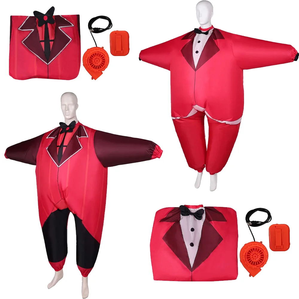 Alastor Cosplay Ternos infláveis Traje, Unisex Hotel Traje, Homens Adultos, Mulheres Blowup, Vestido extravagante, Dia das Bruxas, Carnaval Fato de festa