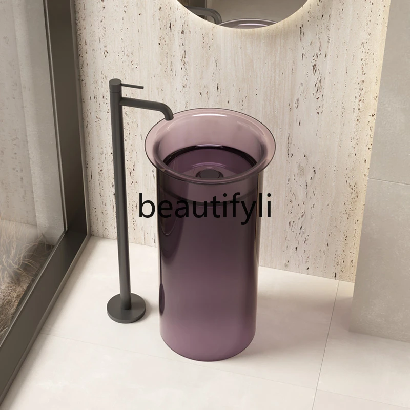 

Floor-to-ceiling transparent resin wash basin Bathroom color art column basin