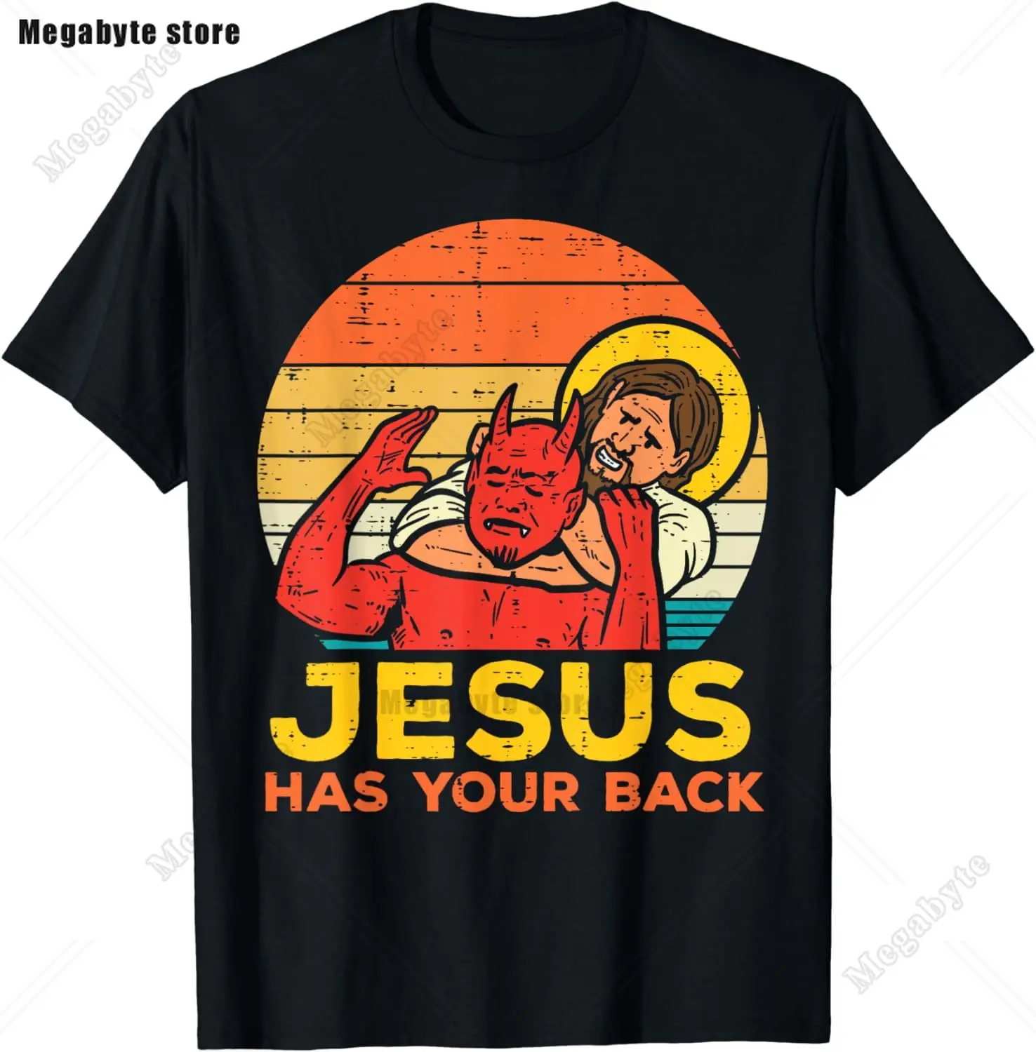 Men Jesus Has Your Back Jiu Jitsu Vintage Christian T-shirt Cotton Tops Kawaii Oversized T Shirt Harajuku Oversize Streetwear