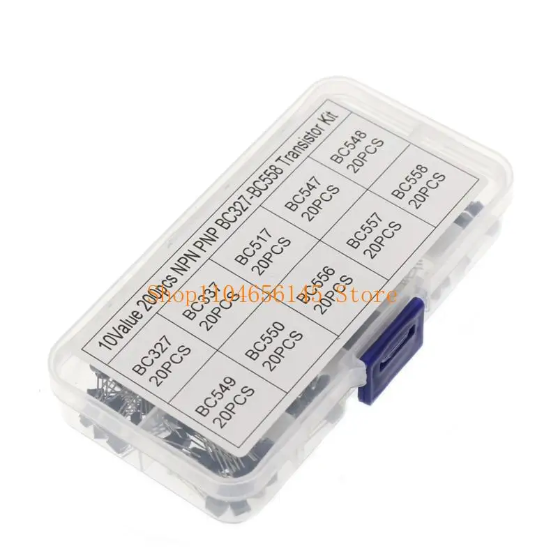 

5asd BC558 BC327 BC337 BC517 BC547 BC548 BC549 BC550 BC556 BC557 Transistor Assortment Kit 10value 200PCS/set Transistors Box