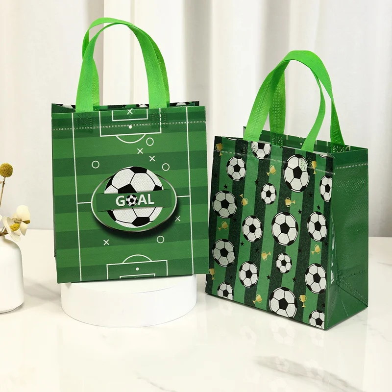 4pcs Soccer Style Gift Bag, Non-Woven Tote Bags With Football, Multi-Purpose Gift Wrapping Supplies Goody Bag Birthday Party - view 2