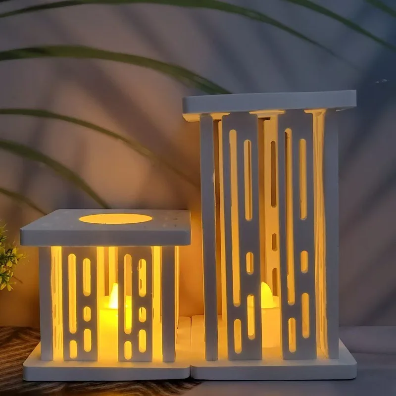 DIY Skeleton Line Candle Holder, 2 Silicone Mold, resina ornamento, linha lanterna, decoração para casa