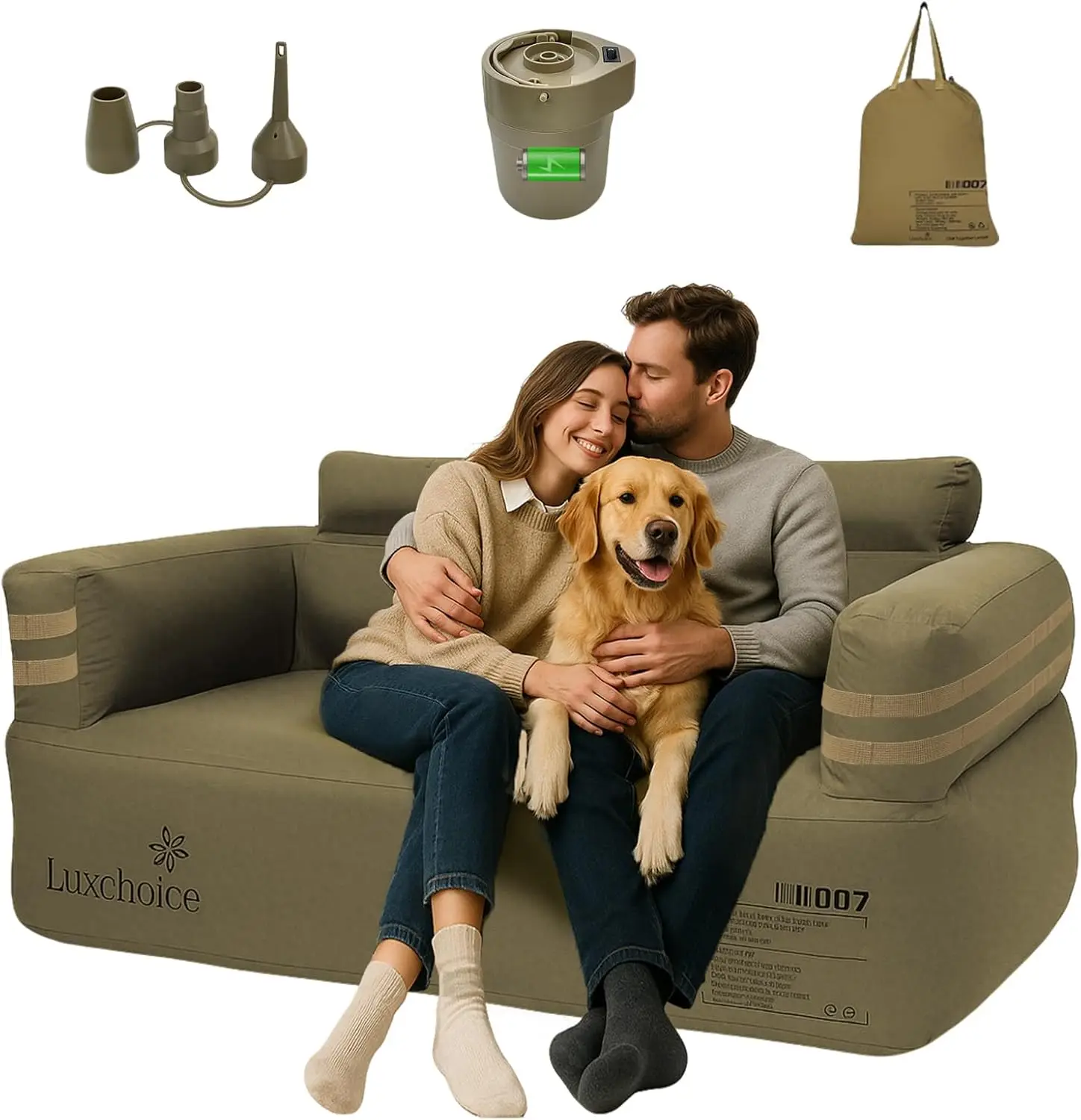 Portable Inflatable Couch for Camping with Built-in Pump Durable Inflatable Furniture Luxury Blow Up Couch Stylish Outdoor Air