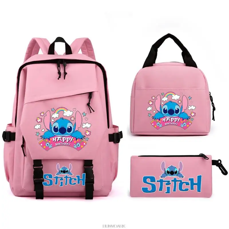 3pcs Lilo And Stitch Backpack Simple Harajuku Female Male Lovely Student School Bag Large Capacity Light Laptop Travel Knapsacks