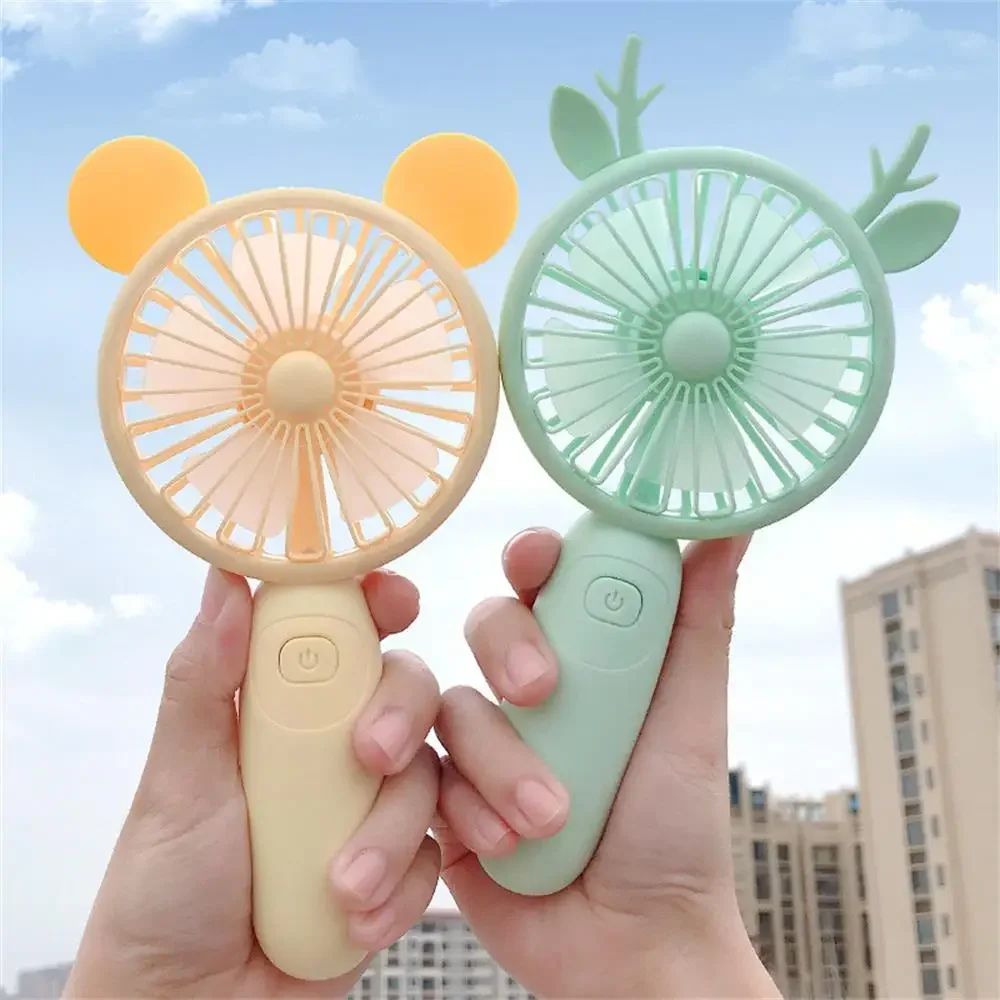 Portable Cooling USB Mini Fan - Personal Desktop Handheld Electric Fan with Light - 2 Speeds Adjustable - Office or Home Use