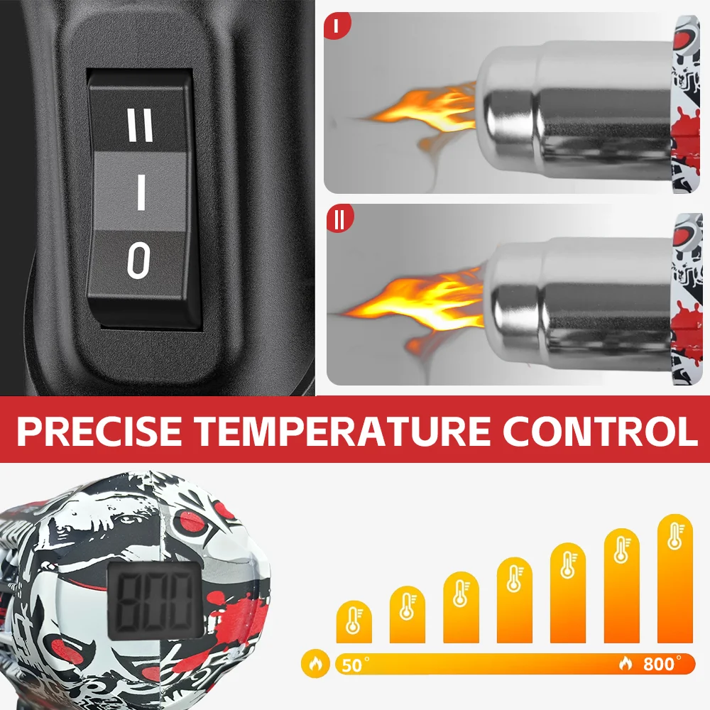 220V Graffiti Hot Air Gun Temperatures Adjustable Display Real time Temperature Car Film Shrink Wrapping With Anti scaled Cover