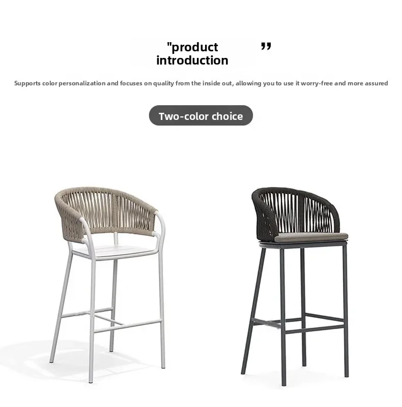 Leisure rattan high stool open-air garden courtyard bar table and chairs outdoor hotel restaurant rattan back chair set