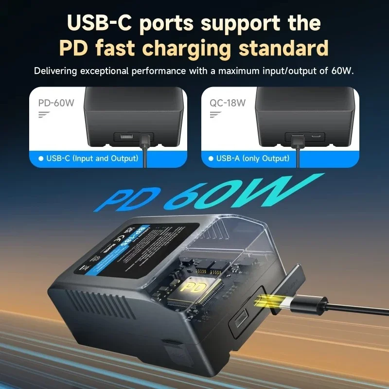 New BP95 BP185 BP222 V Mount V-Lock Battery D-TAP PD USB-C for Broadcast Video Light Monitor Blackmagic URSA For Sony Camcorder