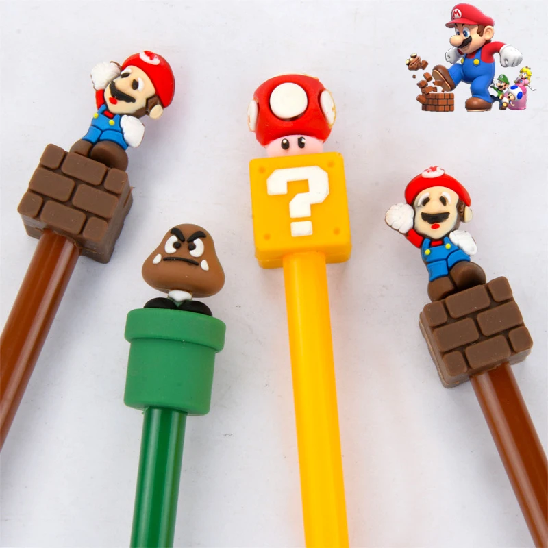 Super Mario Bros Neutral Pen Cute Cartoon Water Pen Signature Pen Creative Fun Cute Cartoon Pattern Erasable Quick-drying Gel