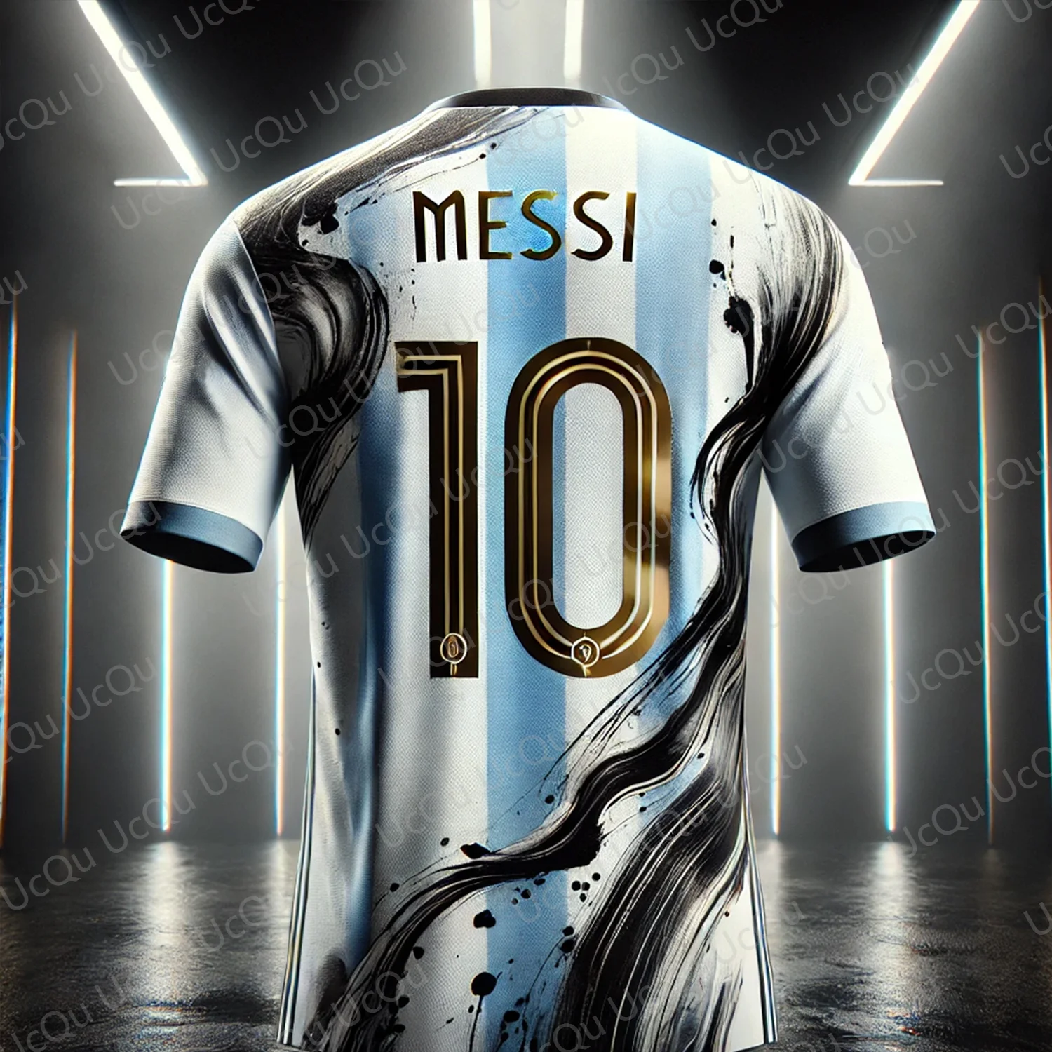 2025 New Arriavl Summer ink and wash penmanship Messi 10 CHATGPT Design Football Jersey Oversized O-neck Soccer Tee