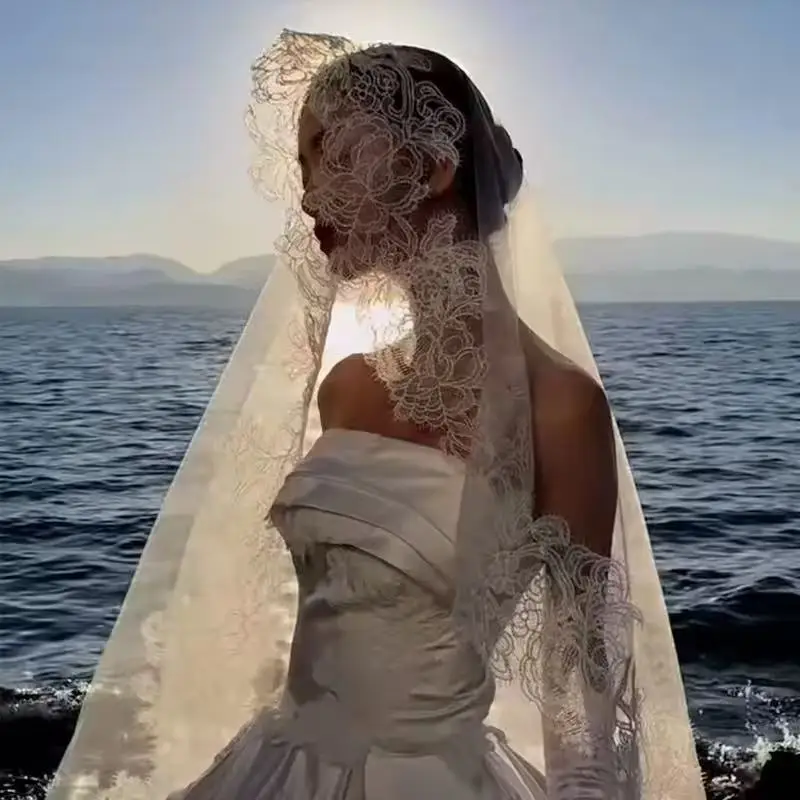 حجاب العروس الرومانسي دانتيل كامل فاخر 2026 إكسسوارات زفاف كاتدرائية جديدة حجاب أبيض طويل حجاب مصنوع حسب الطلب #2