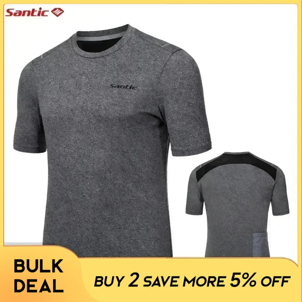 Santic Men's Cycling Jersey w/ Back Pocket Summer Breathable Short Sleeve Sportswear Autumn Winter MTB Road Riding Base Layer