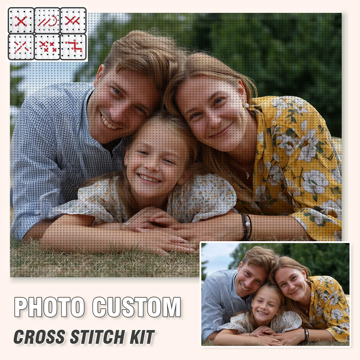 Kits de bordado de punto de cruz personalizados con foto, juego DIY de hilo de algodón/seda 11CT/14CT, regalo de Año Nuevo