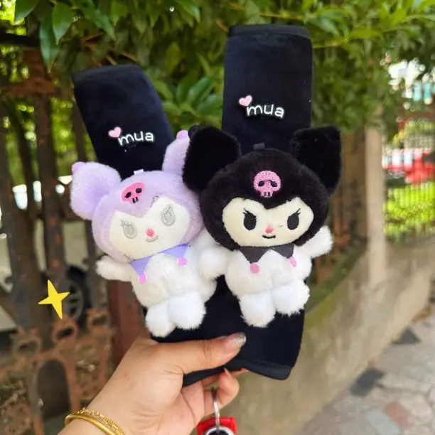 카와이 만화 캐릭터 쿠로미 자동차 어깨 패드 귀여운 어깨 패드 자동차 인형 인테리어 장식 안전 벨트 보호 커버