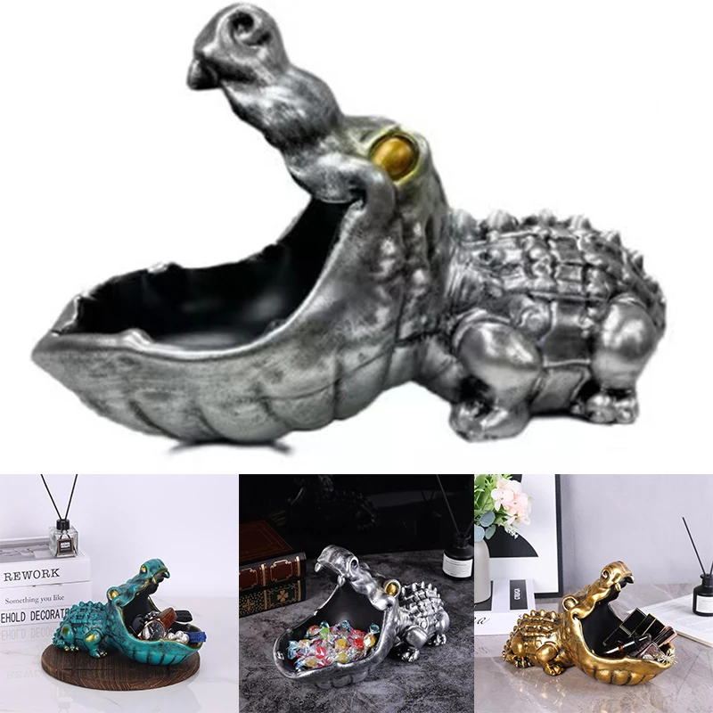 

Resin Big Mouse Hippo Ornament Creative Animal Statues Home Living Room Entrance Key Storage Box Desktop Decoration Accessories