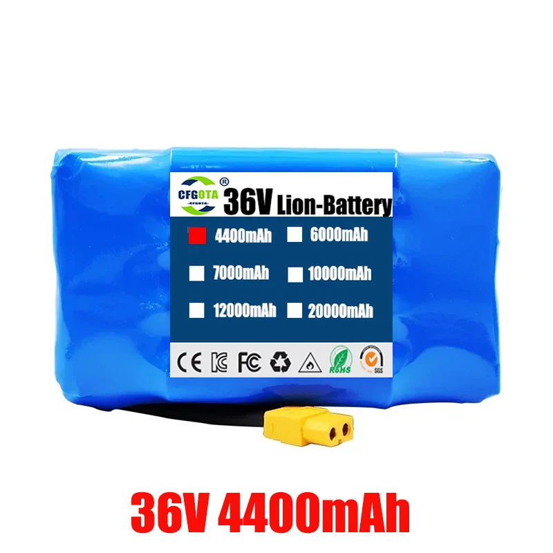 100 % Original 36-V-Akkupacks, 7 Ah, wiederaufladbarer Lithium-Ionen-Akku für elektrische selbstbalancierende Scooter, HoverBoard, Einrad
