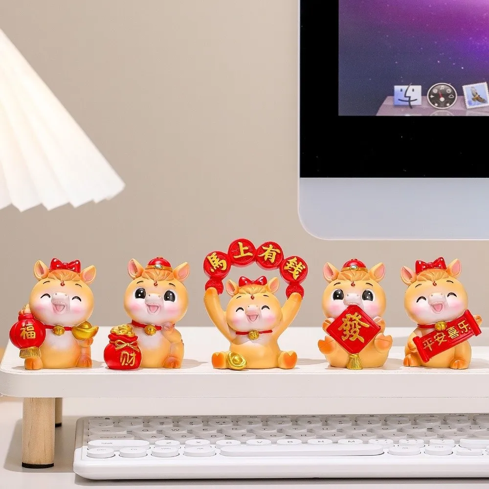 لطيف 2026 الحصان العام التميمة الراتنج سنة الحصان الحصان أرقام زخرفة نابض بالحياة الزخرفية تمثال الحصان السنة الصينية الجديدة #3