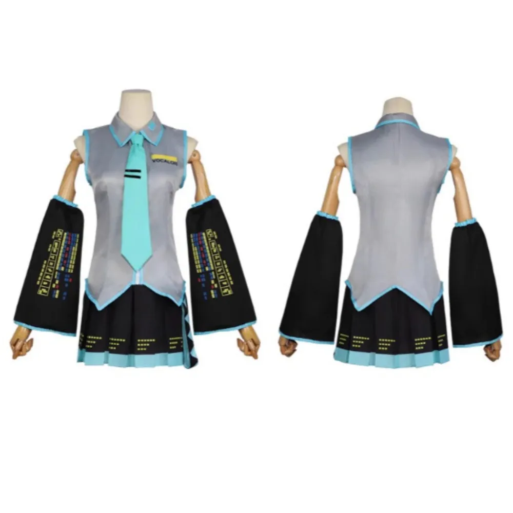 

Anime Miku Cosplay Full Set Silver Grey Suit Cosplay Costume Outfit Skirt Same Suit Wig Accessories Halloween