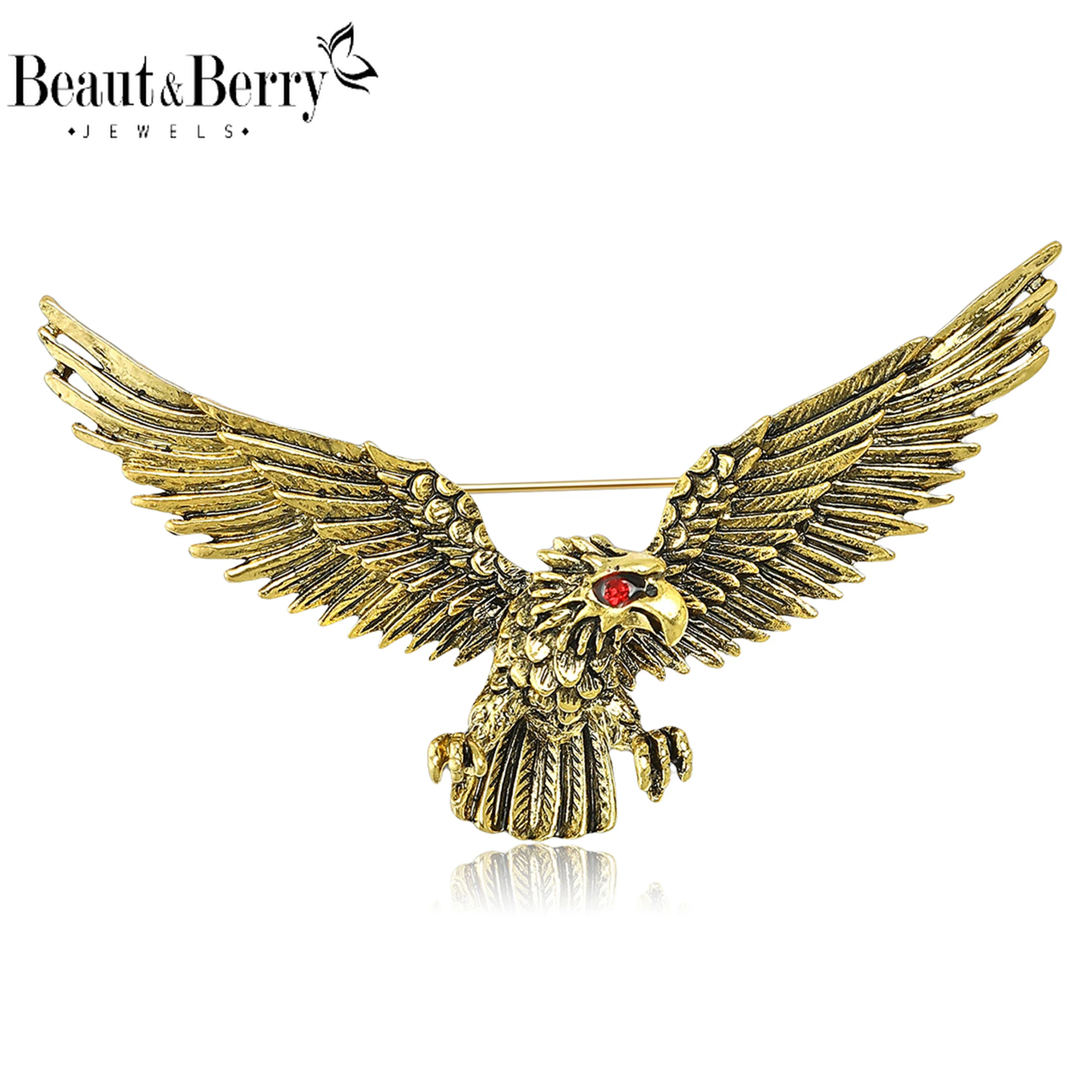 Beaut&Berry Classic Eagle Brooches for Women Unisex Animal Pins Casual Party Accessories New Fashion Gifts Friends Decoration
