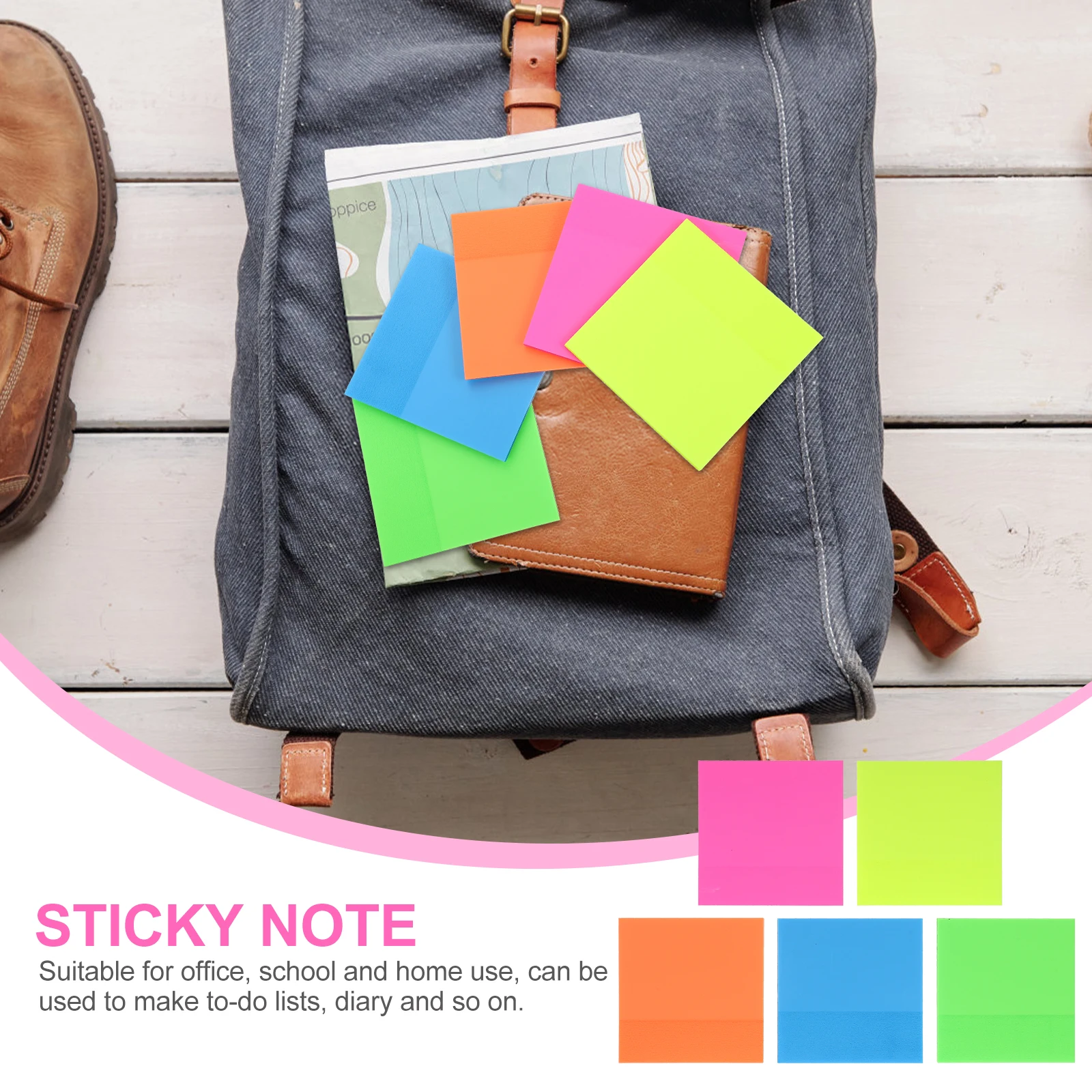 

5pcs Colored Adhesive Memo Pads Stationery Portable Note Stickers Multifunction Student Accessories Visible Memo