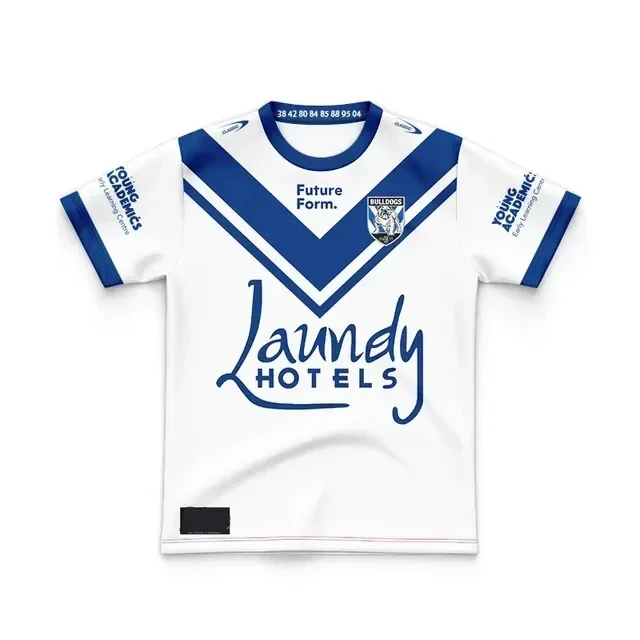 2024 Bulldogs Kinderen Thuis/Uit/Training Rugby Jersey-Herenmaat: 16-26(Print Nummer) Topkwaliteit