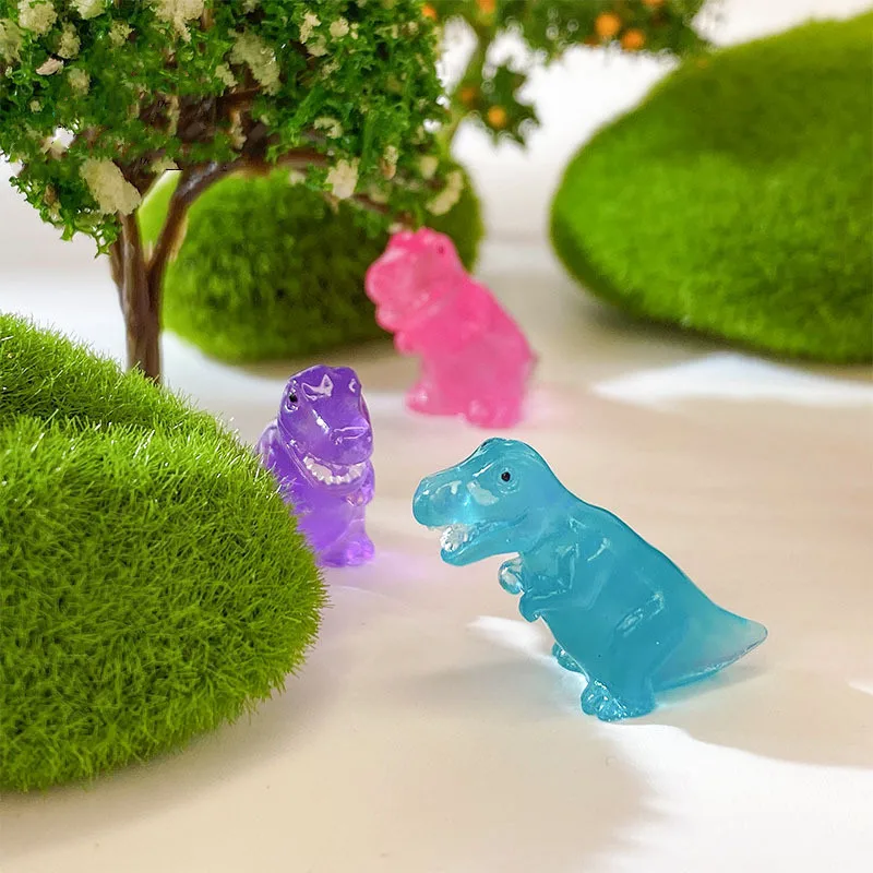 50PCS Luminous Mini Tyrannosaurus Rex Fairy Garden Decoration Miniature Dinosaurs Home Decor Micro Landscape Accessories