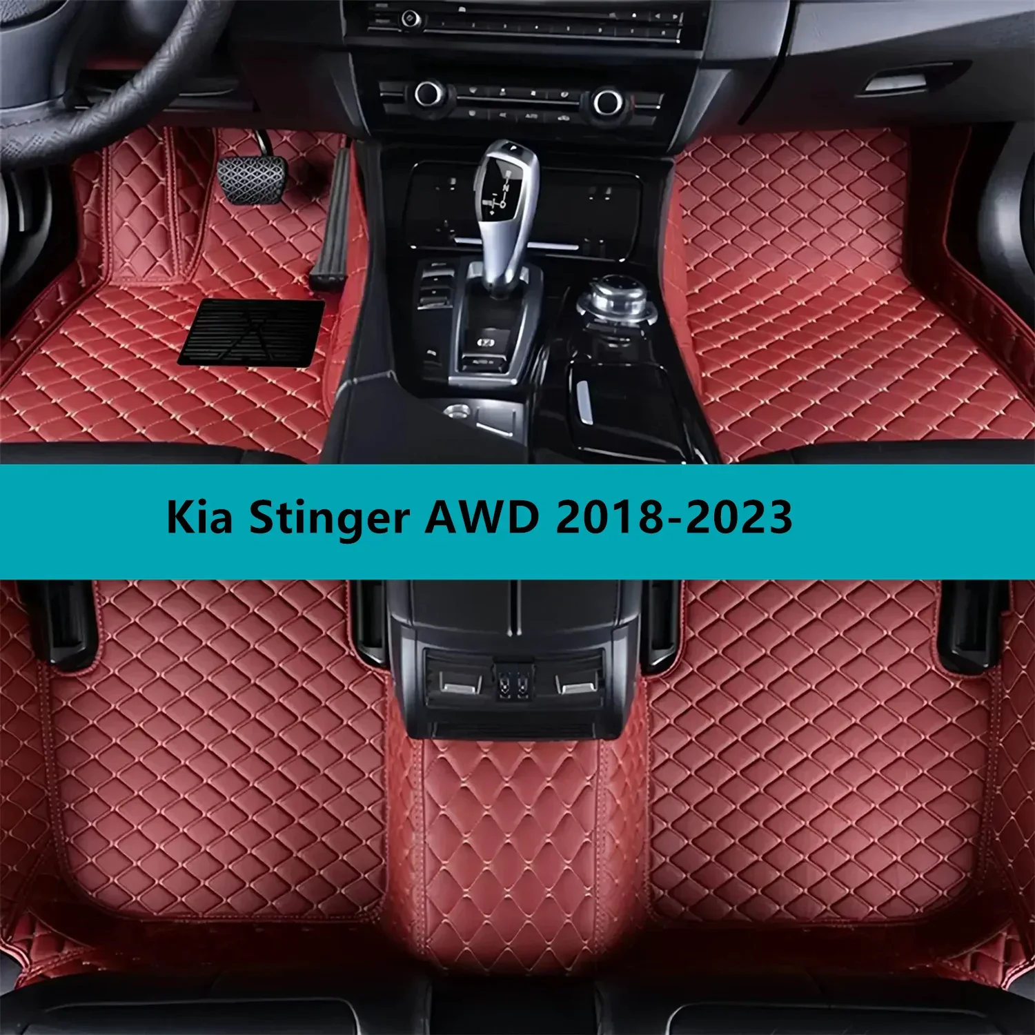 

Full Set Car Floor Mats for Kia Stinger AWD 2018-2023 Leather Floor Mats for Cars Mats Carpets Car Accessories