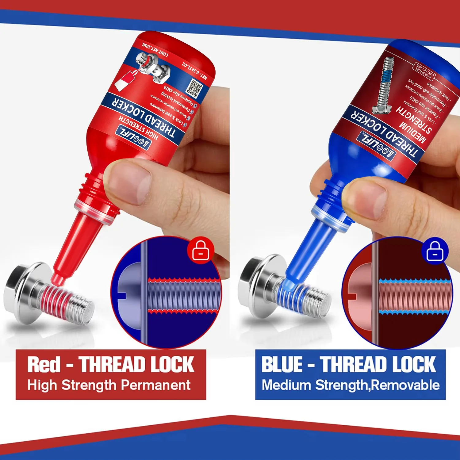 Medium Strength 50ml ThreadLocker Screw Sealant Removable Anti-loosening Oil Resistant Thread Locking Glue for Bolt Nut Fastener