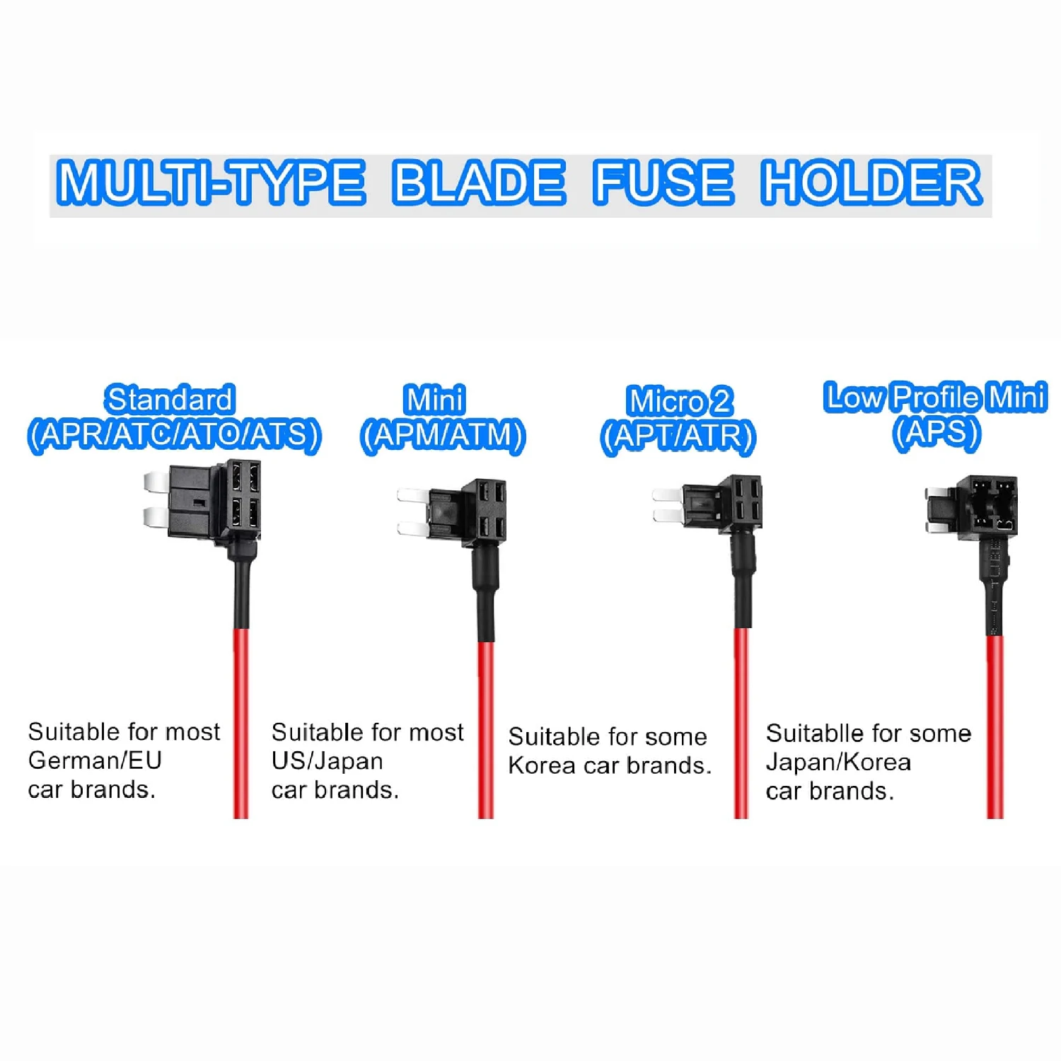 10pcs Micro2 MINI SMALL MEDIUM Size Car Fuse Holder Circuit TAP Adapter Micro Mini Standard for Cars Vans Trucks Boats 4 Types