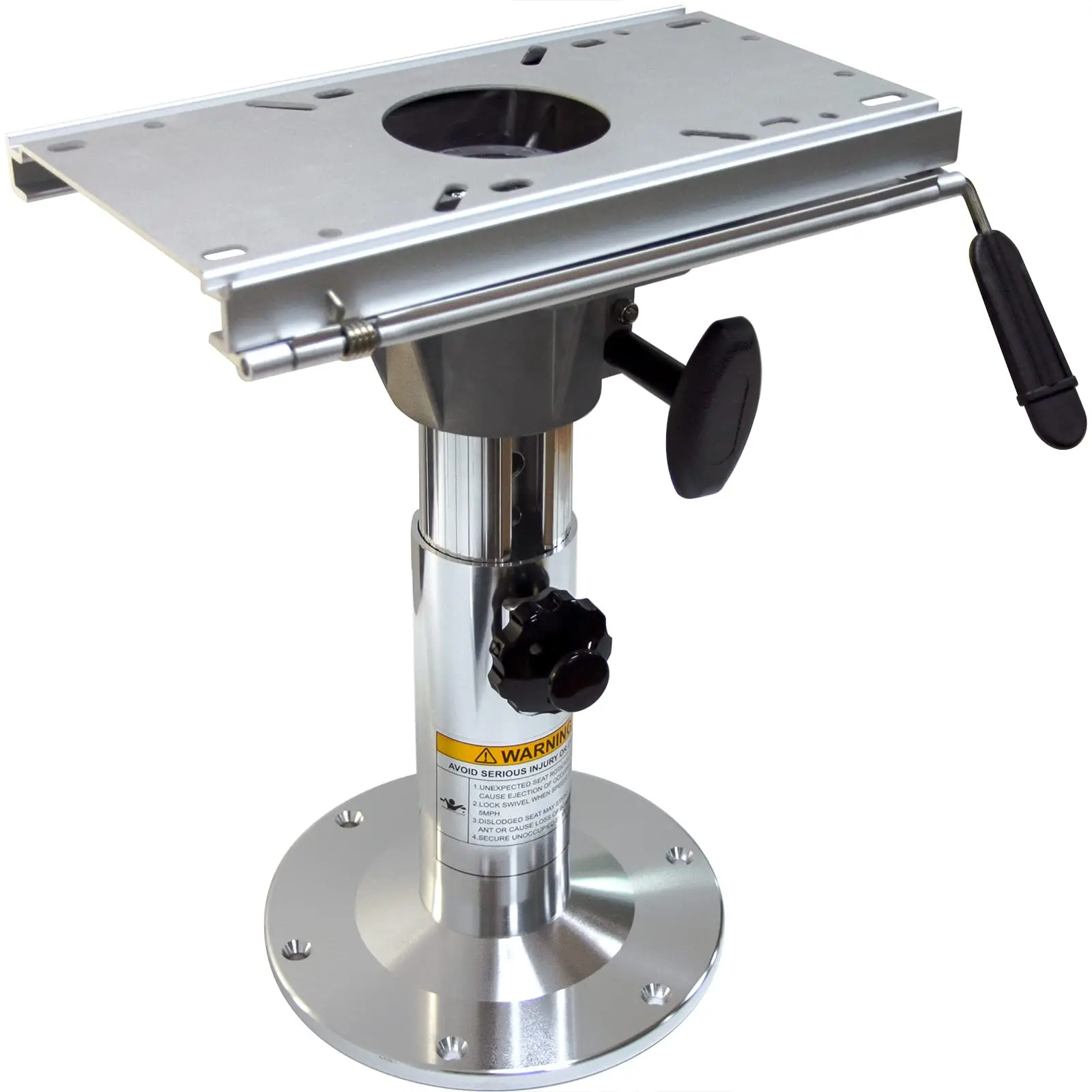 

Adjustable Aluminum Boat Seat Base, 14-19 Inch Height, with Slides, Locking, Silver Matte Finish, for Fishing Boats and Marine
