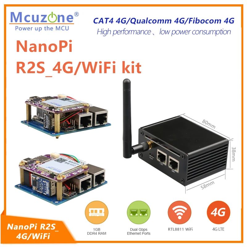 

Комплект Wi-Fi NanoPi R2S 4G +, маршрутизатор MiFi, модуль ubuntu 4G LTE, CAT4 без драйвера, RTL8811