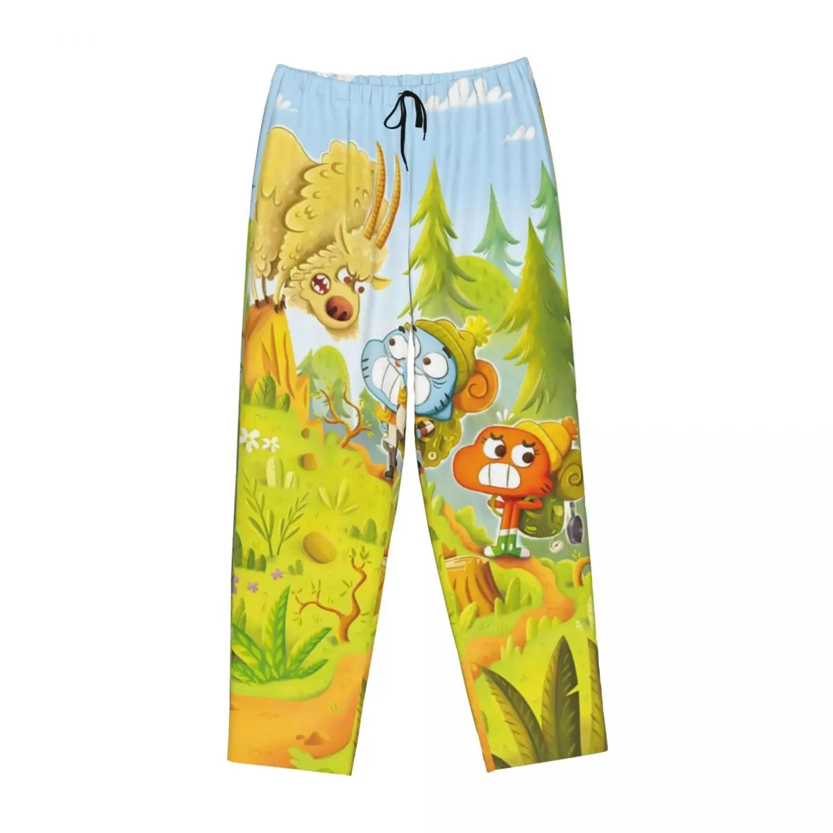 Custom The Amazing World Of Gumball Pajama Pants Sleepwear Womens Elastic Waistband Funny Cartoon Sleep Lounge Bottoms Pockets