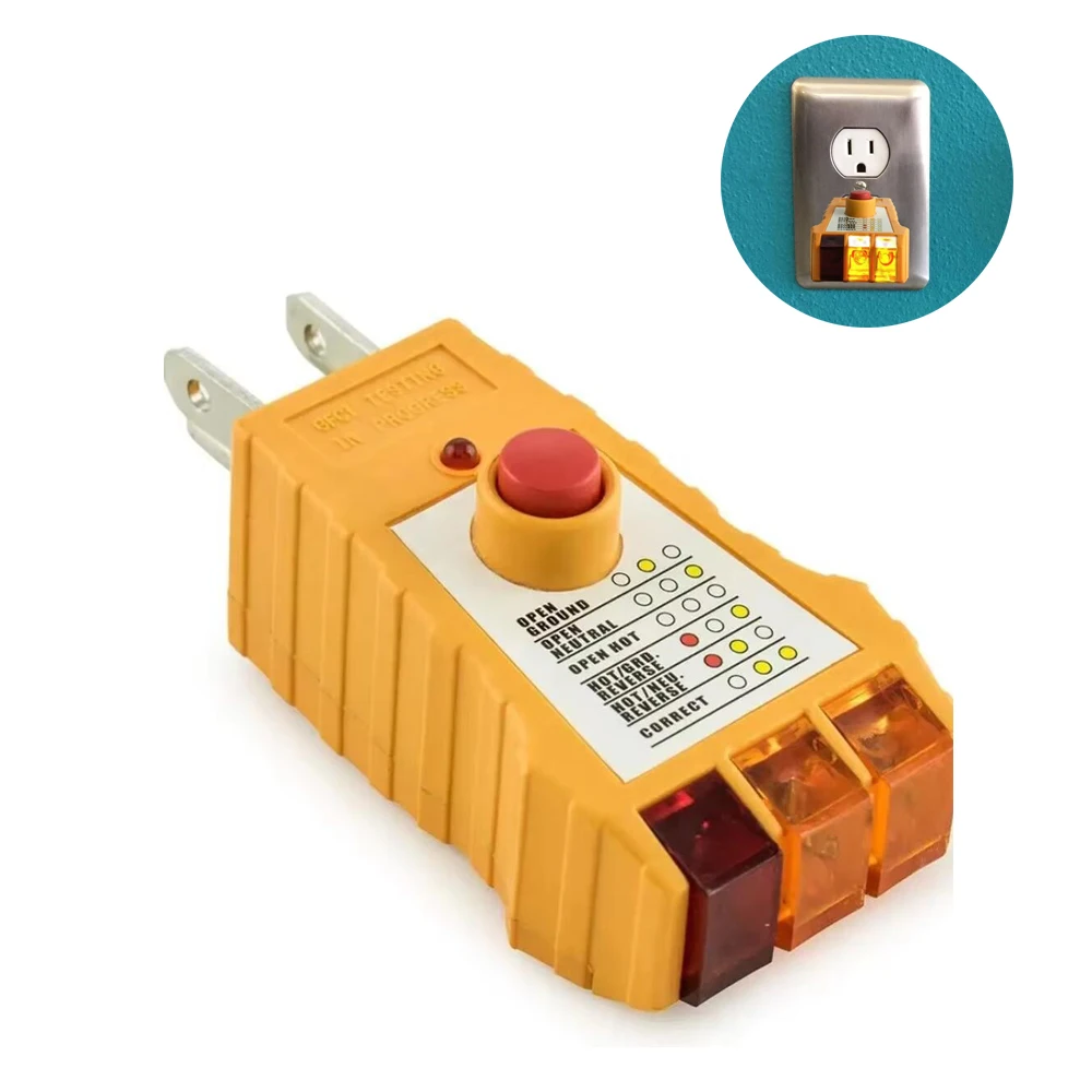 US Plug Receptacle Tester In Standard Outlets,Circuit Analyzer,Visual LED Tests,Handheld Socket Safety Tester Electician Tool