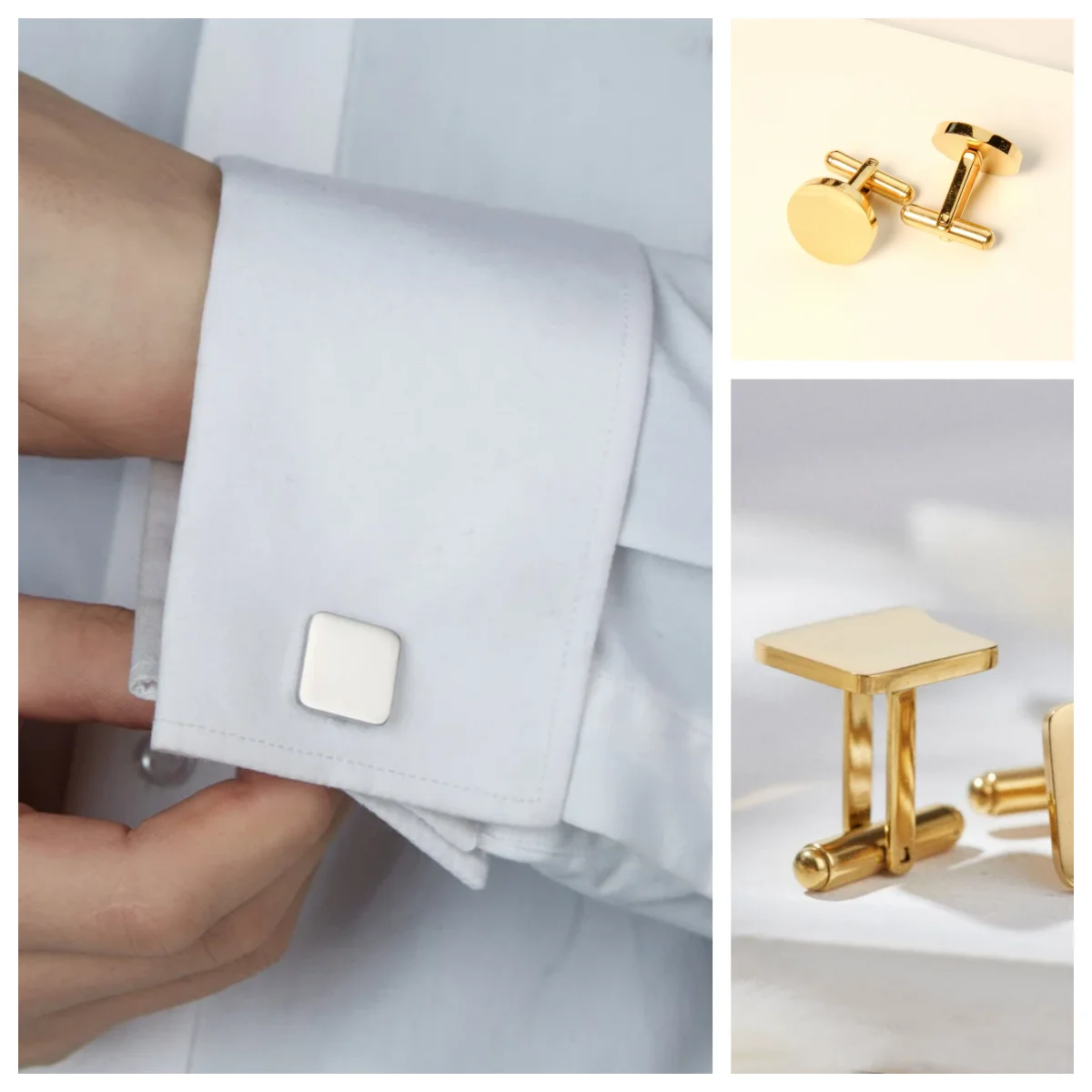 1 Pair Gold Color Stainless Steel Cufflink For Men Wedding Jewelry Shirt Blazer Cuff Button Clip Gentleman Fashion Gifts