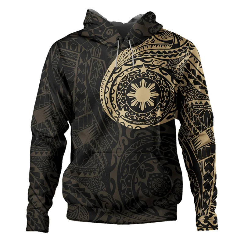 3D Philippines Filipinos Polynesian Tattoo Lapu Lapu Sun Tribal Printing Hoodies For Men Kid Fashion Hooded Hoody Cool Clothing