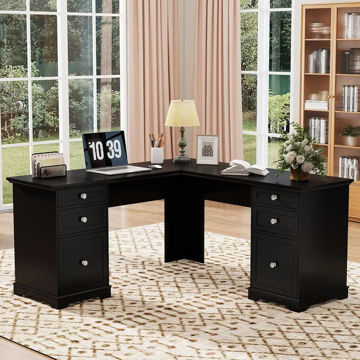 L Shaped Desk With Drawers: 60