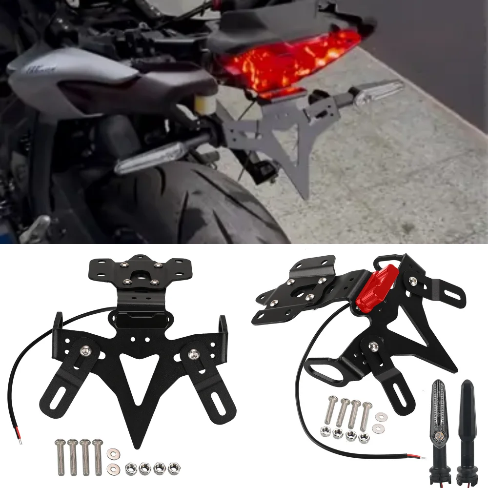 

2014-2024 For Yamaha MT-07 MT07 FZ07 R7 Registration License Plate Holder Mount Bracket LED License Plate Turn Signal Light