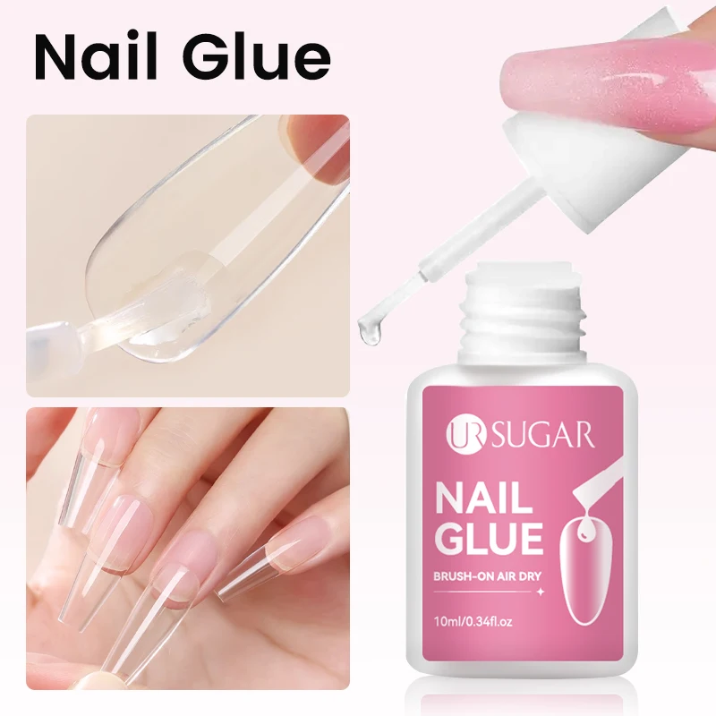 UR SUGAR 10ML Nail Glue No Need Lamp False Nail Tips Gel Cured Clear Color Nails Tools Super Strong Acrylic Tips Rhinestone Bond view 3