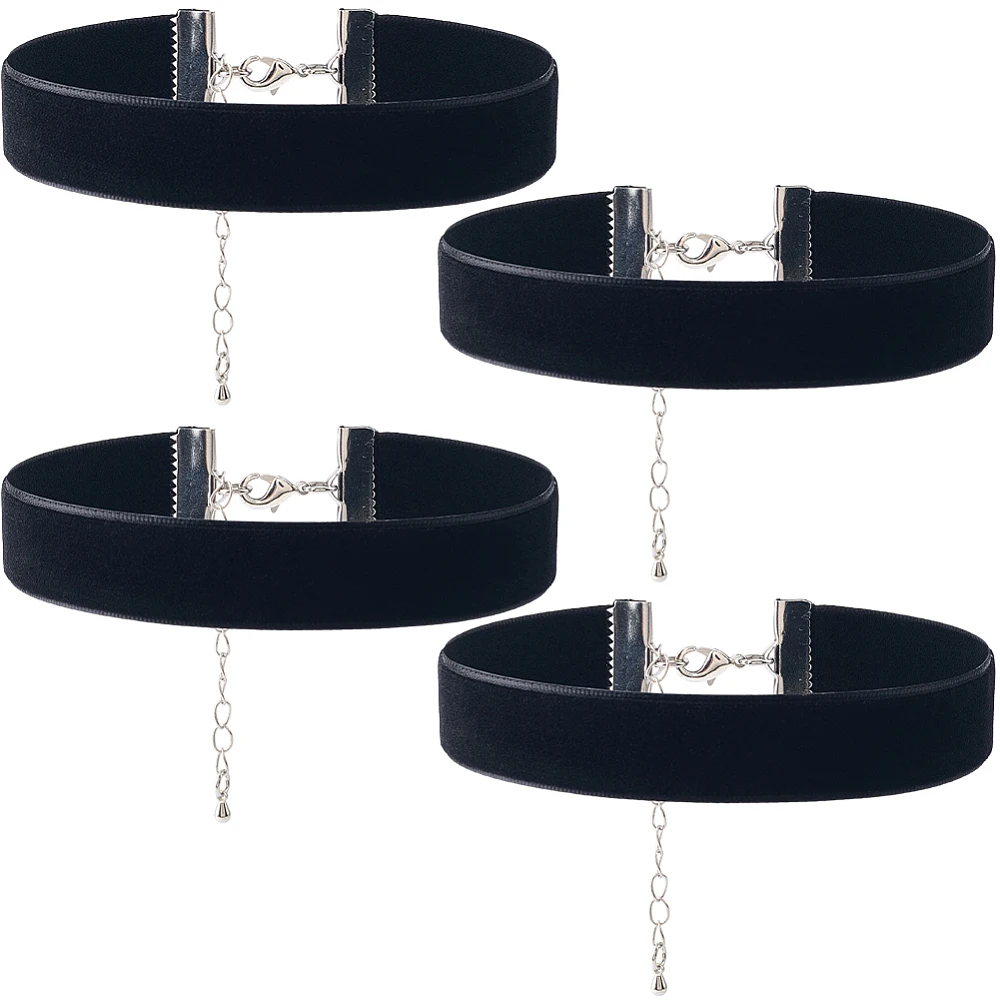 1 Box 4pcs Gothic Choker Black Choker Classic Vintage Wide Lace Velvet Ribbon Jewelry Punk Necklace Chokers Cord Thread Set