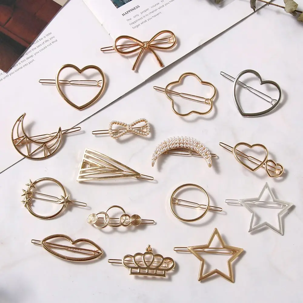 Accessories Ponytail Hairpins Bobby Pins Barrettes Metal Hairclips Star Heart Hair Pins Knot Hair Clip Geometric Hairpins