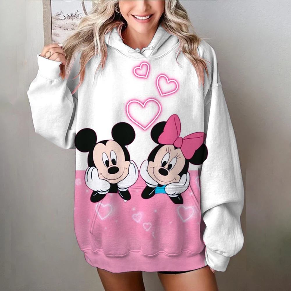 Chaopai 2024 New Product Women\'s Sweater Disney Mickey Mouse print Hoodie New Autumn/Winter Sweater Comfortable