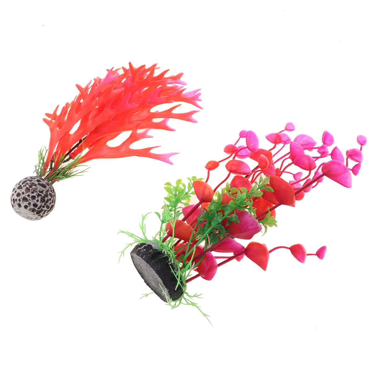 

2pcs Lifelike Artificial Water Plants For Fish Tank Decoration Aquarium Fake Plants Safe Easy Clean Fresh Salt Water Resin Base