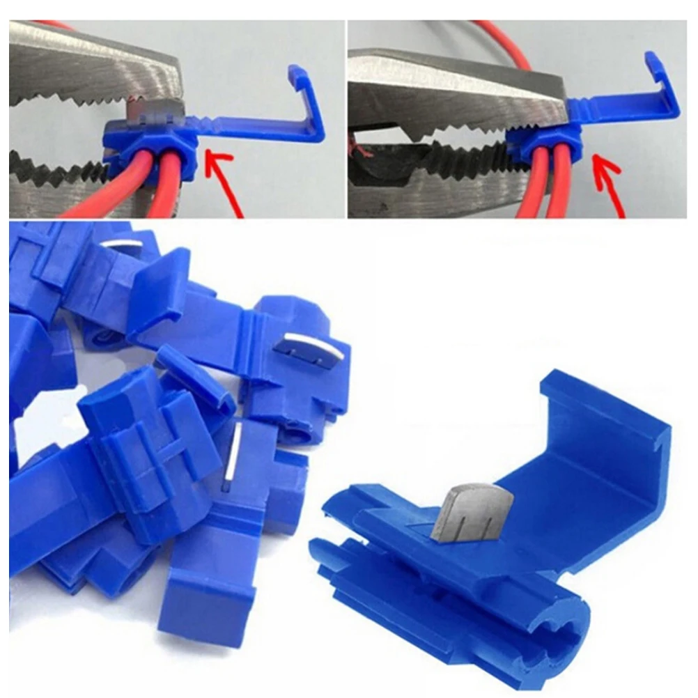 

100Pcs Wire Connector Free Terminal Cord Wire Quick Connector Blue Reliable Lossless Sub Cable Clamp Easy Crimping Fast
