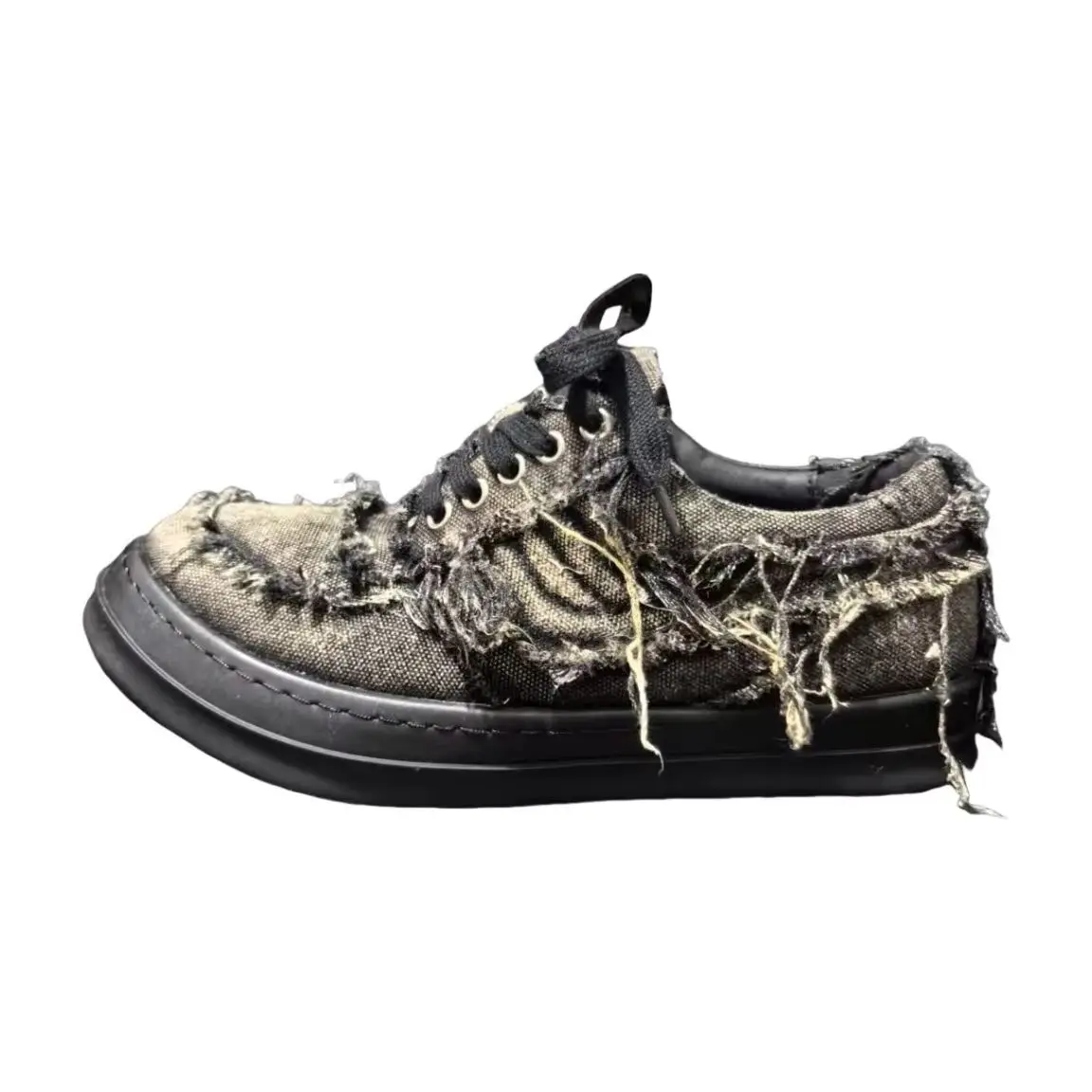

Men's Low Top Shoes Casual Canvas Sneakers Lace-Up Zip Luxury Boots Classic Black Designer Autumn Tattered Shoe for Women