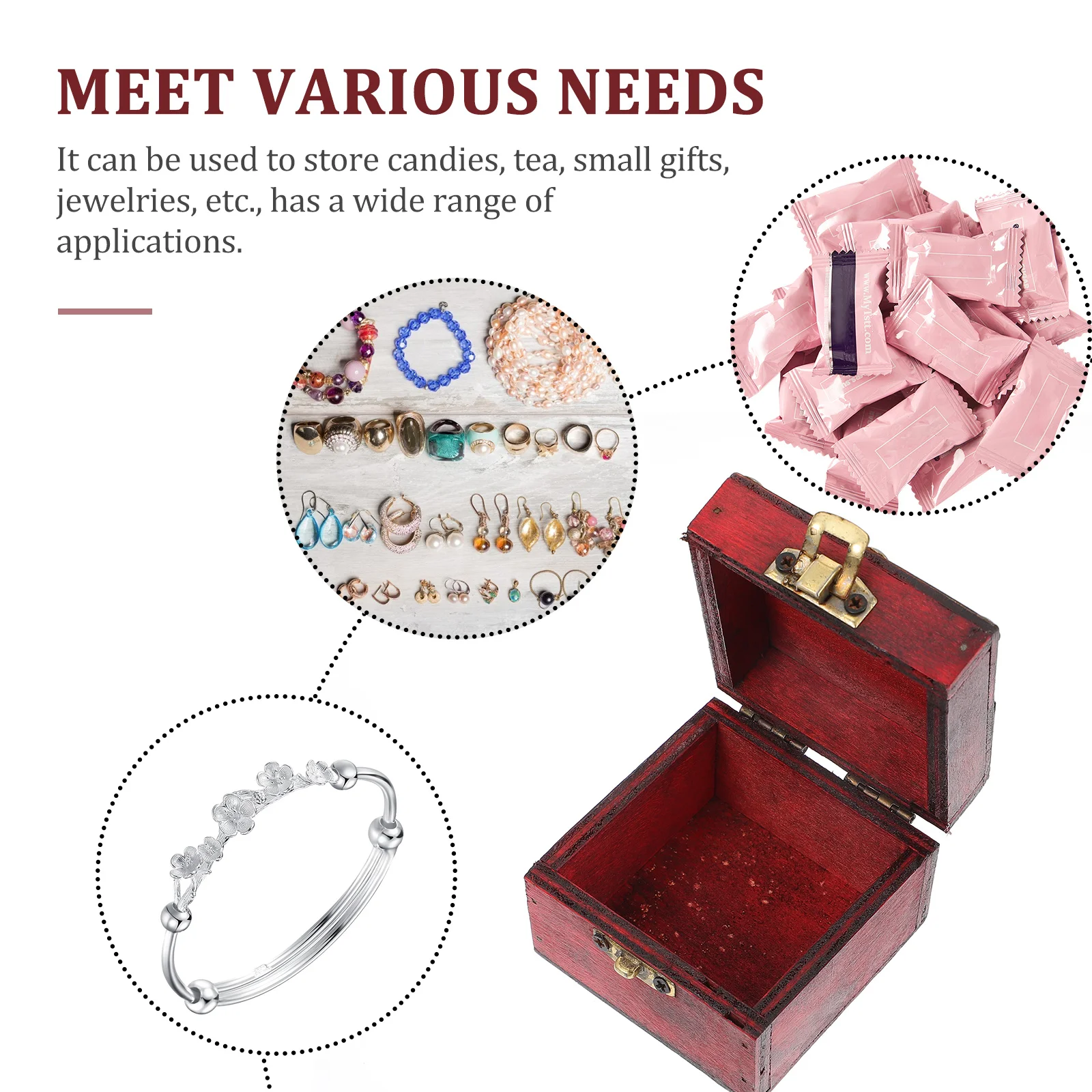

1pc Vintage For Organizer Small Gift Candy Tea Mini Jewelry Mini Treasure Storage Box Jewelry Wooden Box Keeper Dustproof