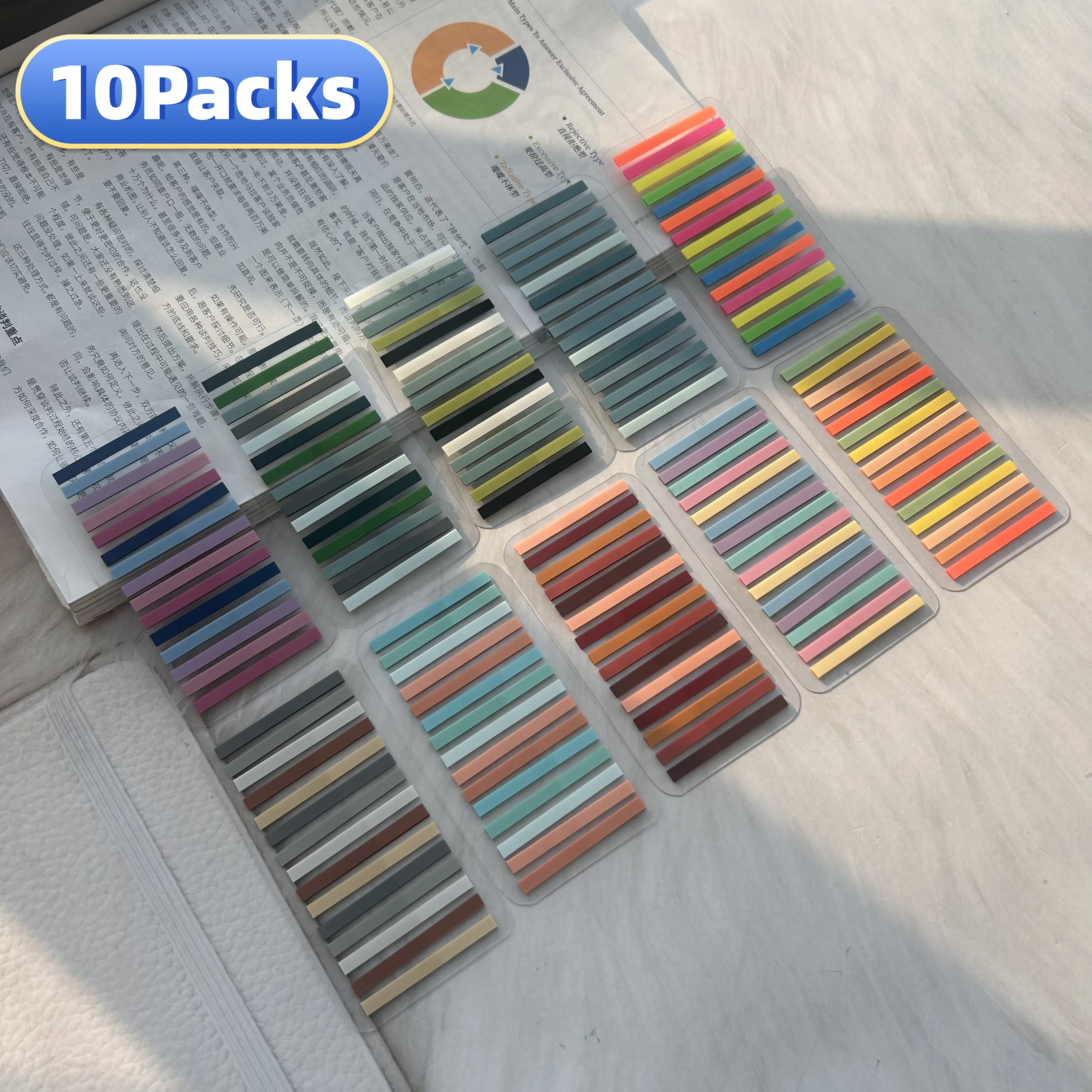 3000Pcs Color Translucent Sticky Notes, Subject Index Tabs & Highlight Book Markers for Student Study Stationery